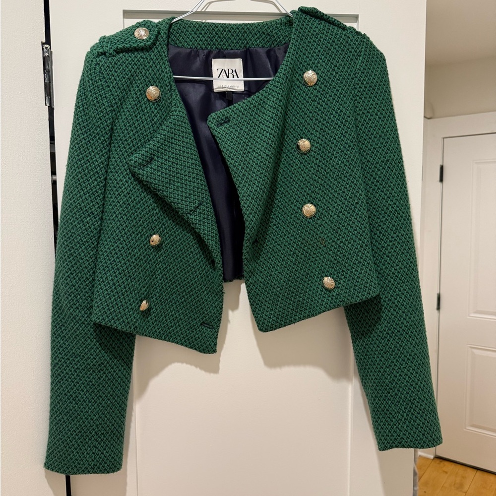 Zara Women's Textured Green Blazer